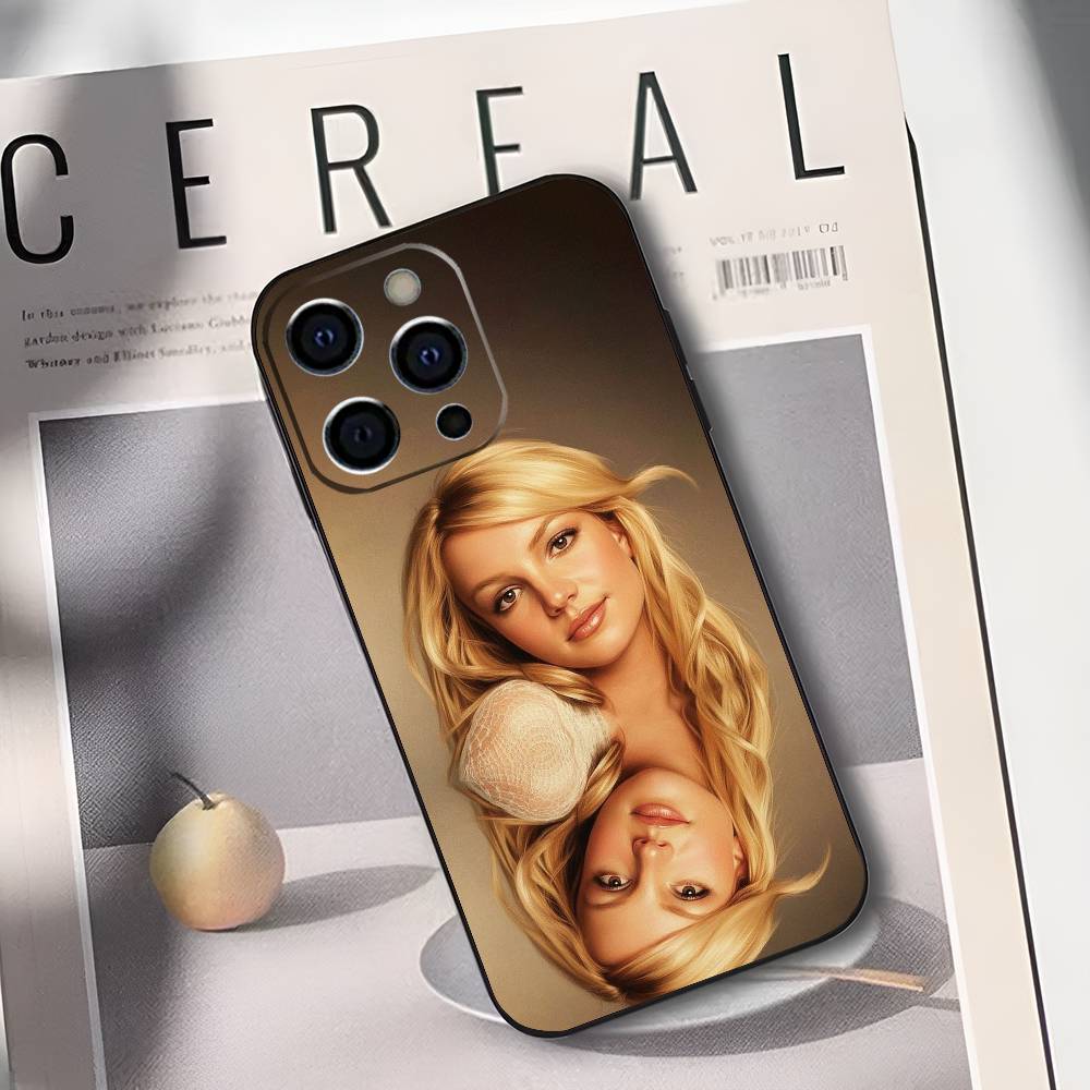 B-Britney Spears Phone Case For iPhone 17,16,15,14,13,12,11 Plus,Pro Max,XS,Soft Silicone Black Cover
