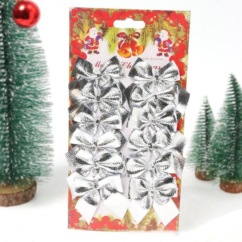 12Pcs 5cm Christmas Decorations Bow Xmas Tree Pendant Ornament for Home Room Decor Navidad New Year Party 2026 Gifts Accessories