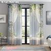 2pcs, Light Filtering Curtains 2D Print Floral Rose Retro White Versatile Durable Polyester (without Rod) All Seasons Perfect