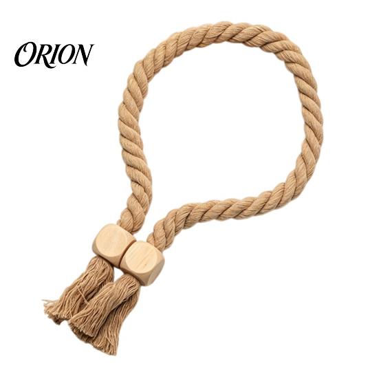 Reusable Magnetic Tiebacks 1Pc Boho Curtain Tieback, Twisted Rope Wooden Bead Quick Secure Ties Holders, Decorative Drapery Holdbacks for Bedroom