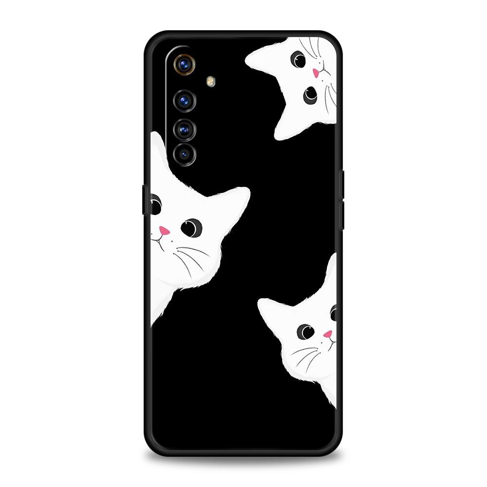 Cute Cat Phone Case For Realme 12 11 10 9 8 5G 7 6 GT5 GT3 GT2 Pro Plus C21 C11 C25 C35 For Realme GT Neo 2 3 3T Soft 5 Cover