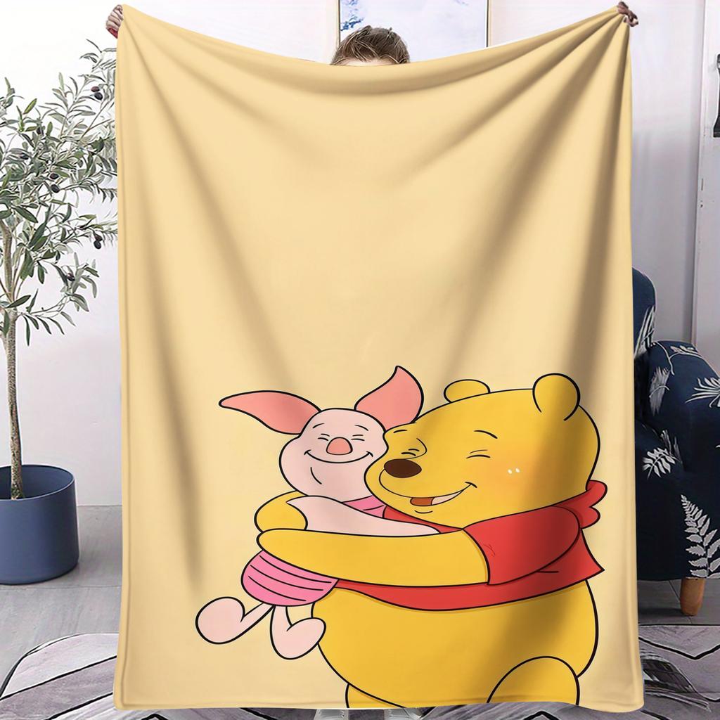 Cartoon Winnie the Pooh Who Loves Honey Print Flannel Blanket Soft Multifunctional Decortive Universal Throw Blankets Gift