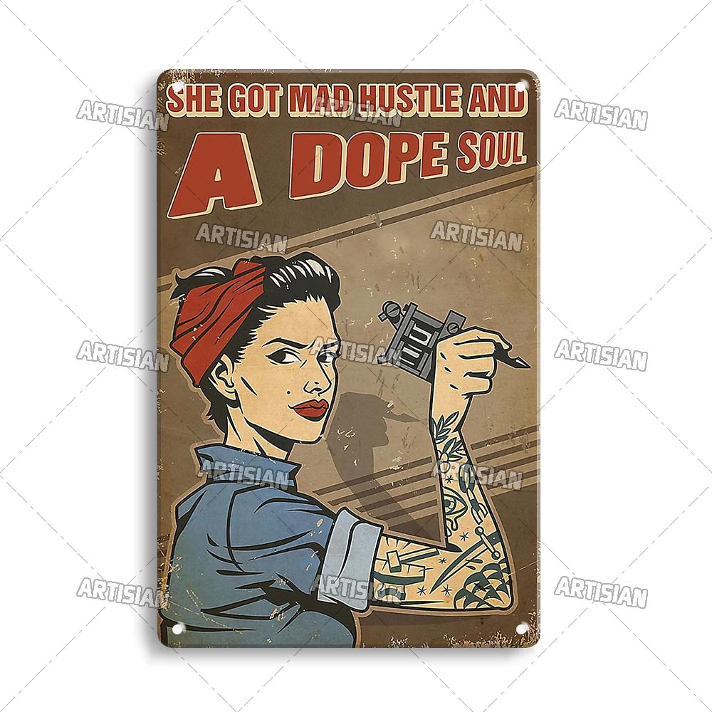 Artisian Tattoo Retro Metal Poster Job Tin Plaque Hobby Decorative Plate Wall Decor Garage Bar Pub Club Hotel Cafe Kitchen Home