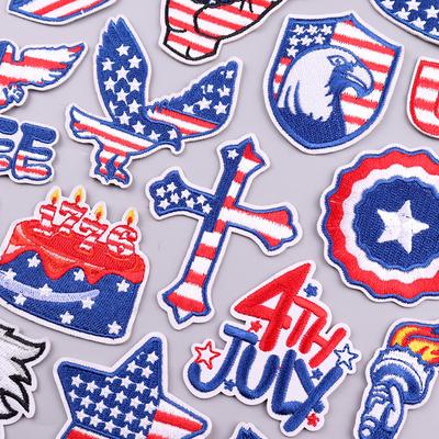 Patch im amerikanischen Stil zum Aufbügeln für Kleidung, 4. Juli, Weißkopfseeadler-Stickerei-Patches auf Kleidung, USA, Aufkleber zum 4. Juli