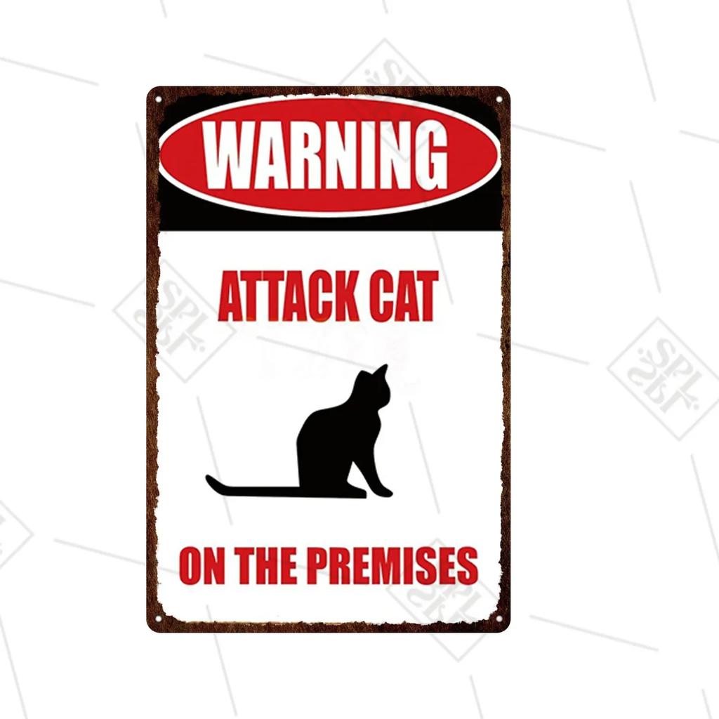 Akita Corgi Dog Breed Metal Sign Beware Of The Dog Warning Sign Pet Shop Wall Decoration Family Doorplate Vintage Tin Plaque