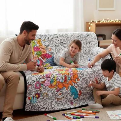 Koc do kolorowania DIY Pokoloruj swój własny koc Projekt artystyczny z markerami Zmywalny kolorowy koc artystyczny Rzemiosło Koc do rzucania do dekoracji domu Aktywność na przyjęcie świąteczne