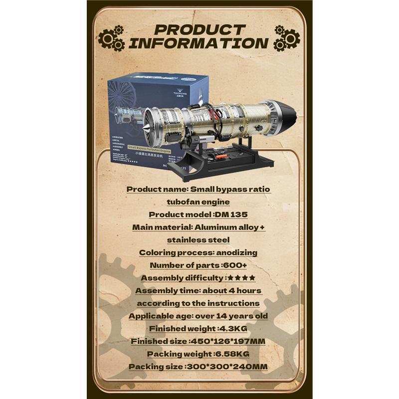 TECHING SMALL BYPASS TURBOFAN ENGINE Electric Assembling Model KIT Desktop Decorative Ornaments Adults Children's Toys Gift