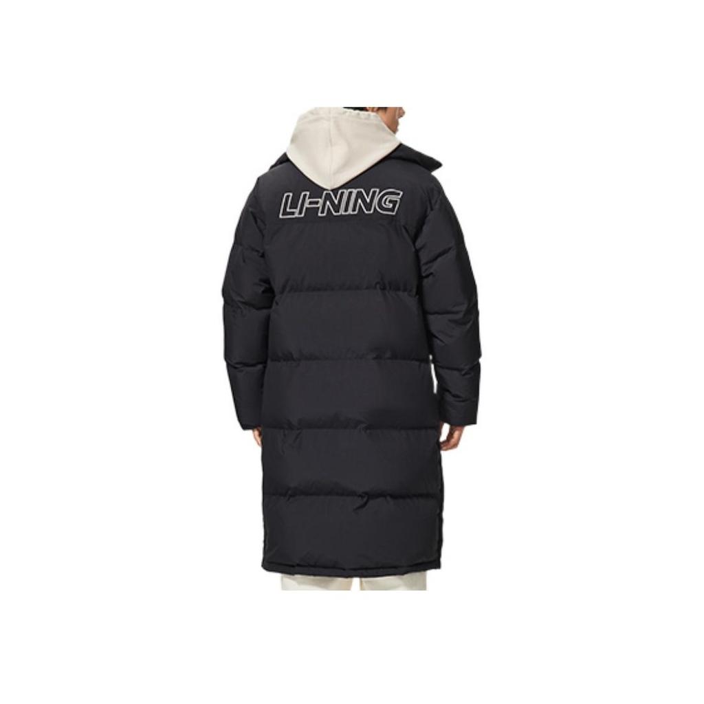 Li-Ning Sports Fashion Series Embroidered Letter Logo Zip-Up Stand Collar Down Jacket Men Jackets Black AYMS319-2