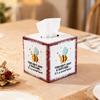 Cute Watercolor Animal Art Organizer Iron Square Tissue Box, Bee And Bird Print Decorative Storage for Cafe Breakfast Holder, Pastoral