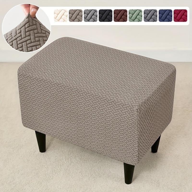 1Pcs Dust-Proof Footrest Protector Case Jacquard Ottoman Slipcovers Elastic All-Inclusive Footstool Pouf Covers For Living Room