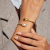 Yori Teardrop-shaped Resin Pearl Open Bracelet Bangle 18k Gold Plated Waterproof Jewelry For Women Charm Fashion