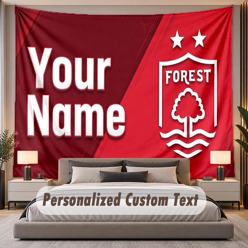 Custom Name Text Tapestry Nottingham Forest Personalized Polyester Wall Tapestry For Bedroom And Room