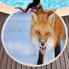 Fox Round Beach Towel, Jungle Wild Animal Beach Blanket,Rustic Farmhouse Woodland Fox Absorbent Quick Dry Pool Towel Picnic Mat