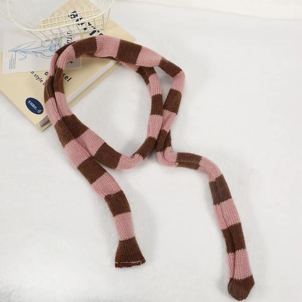 2024 Women Harajuku Cotton Scarves Y2k Black Grey Stripe Long Scarves 180cm Thin Long Decorative Neckerchief Fashion Streetwear