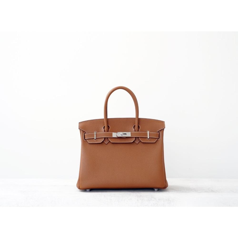 Medieval Retro Bag Leather Togo Lychee Pattern 25cm/30cm European and American Style Hand Bag