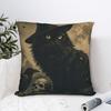 Halloween Black Cats Square Pillow Covers Polyester Seat Witchy Kitty Cushion Cover Cool Decorative Pillow Cover 40*40