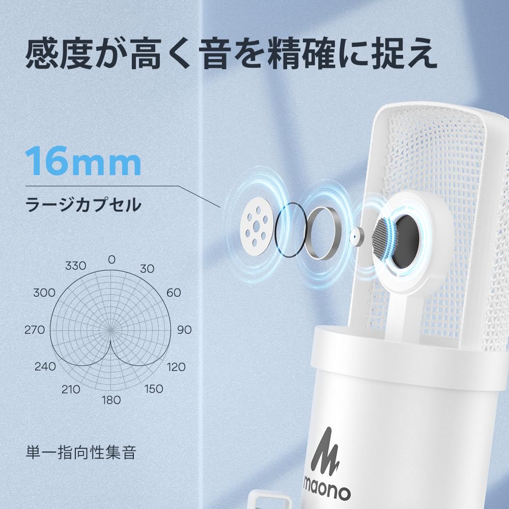 MAONO USB-Mikrofon, Kondensatormikrofon, PC-Mikrofon-Set mit Mikrofonarmständer, für Aufnahme, Live-Streaming, YouTube, Spielekommentar, Arbeiten von