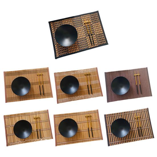 Bamboo Woven Placemat Retangle Shape Thickened Heat-Resistant Oil-Resistant Non-Slip Parties Weddings Banquets