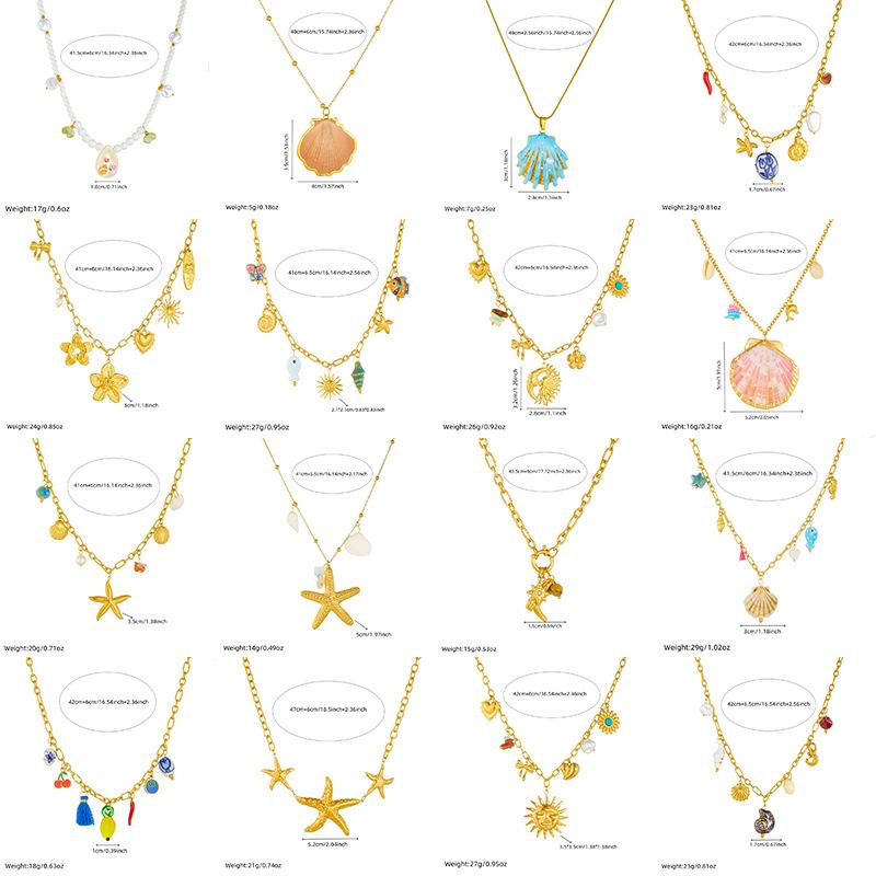 Fashion Vacation Premium Multi Element Ocean Creature Pendant Shell Starfish Sun Necklace