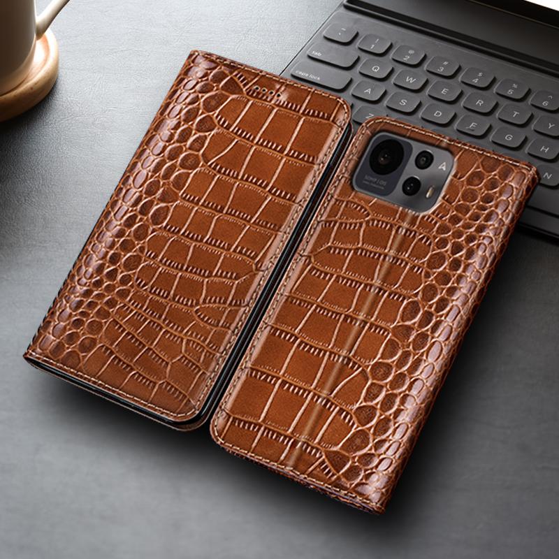 Crocodile Genuine Leather Flip Case For Asus Zenfone 5 5Z 6 7 8 9 10 11 12 ZS620KL ZE620KL ZS630KL Pro Flip Ultra Wallet Cases