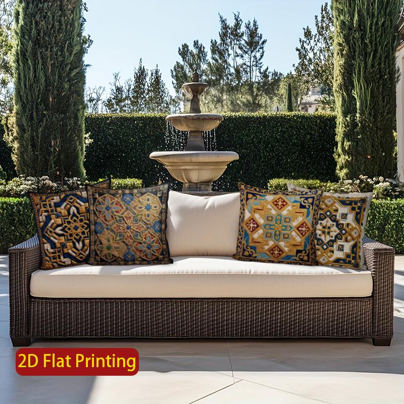 2D Exquisite Geometric Pattern Digital Print Pillowcases Pattern Cushion Cover Suitable For Sofa Bedroom Car Pillow Cover