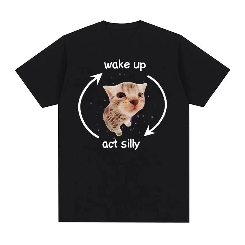 I Eat Cement Cursed Cat Funny Meme T Shirt for Women Fashion Casual Short Sleeve T Shirts Women T-shirt Tops