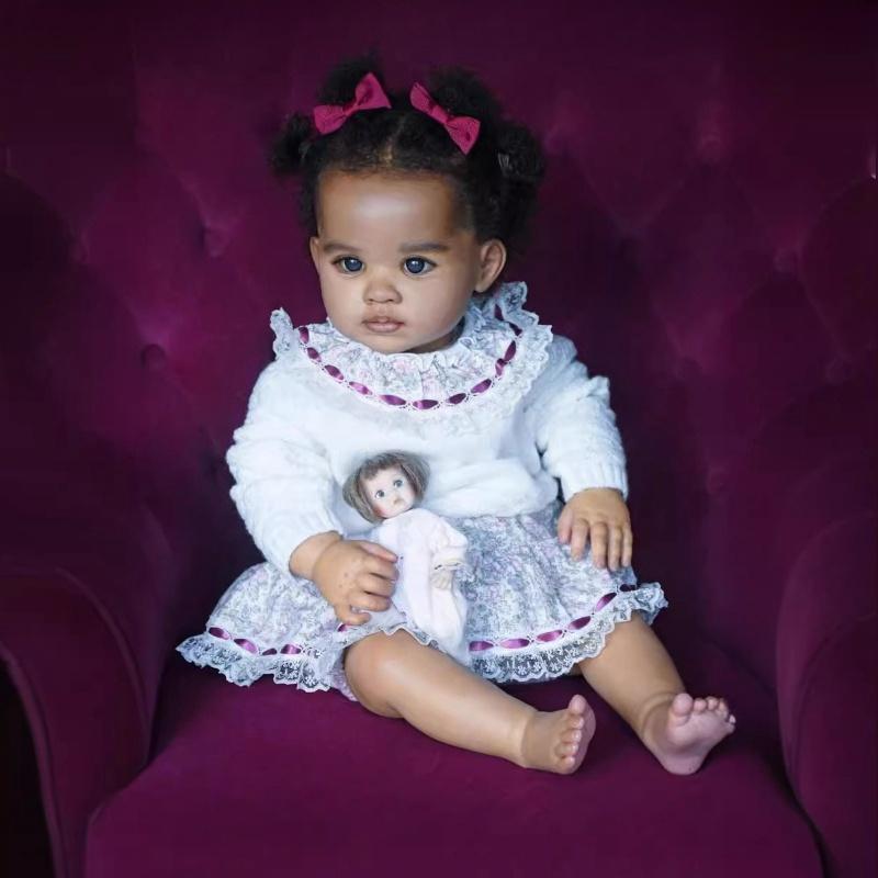 

Реалистичная 22 55 см мягкая тканевая кукла Reborn Baby Doll Американская Африка темно-черная кожа Rebirth Doll с укорененными вьющимися волосами Реалистичные куклы-младенцы для детей 55cm cloth body