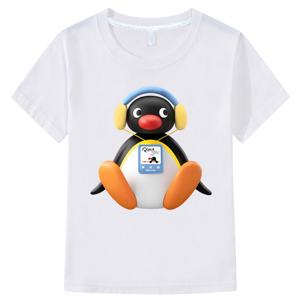 Pingu T-shirt Kawaii Boys Girls Kids Clothing Short Sleeves Sports Fashion Streetwear Manga/Comic Tees