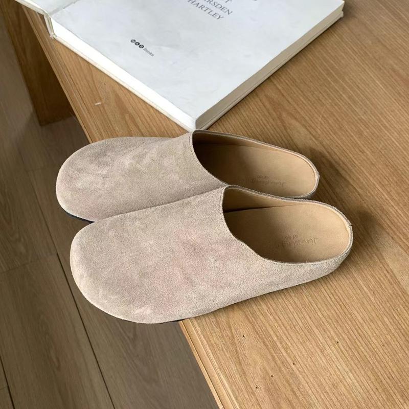 Fashion SUOJIALUN 2025 Autumn Women Flat Heel Mules Shoes Fashion Genuine Leather Round Toe Slip On Slipper Soft Casual Sandal Slides Sh