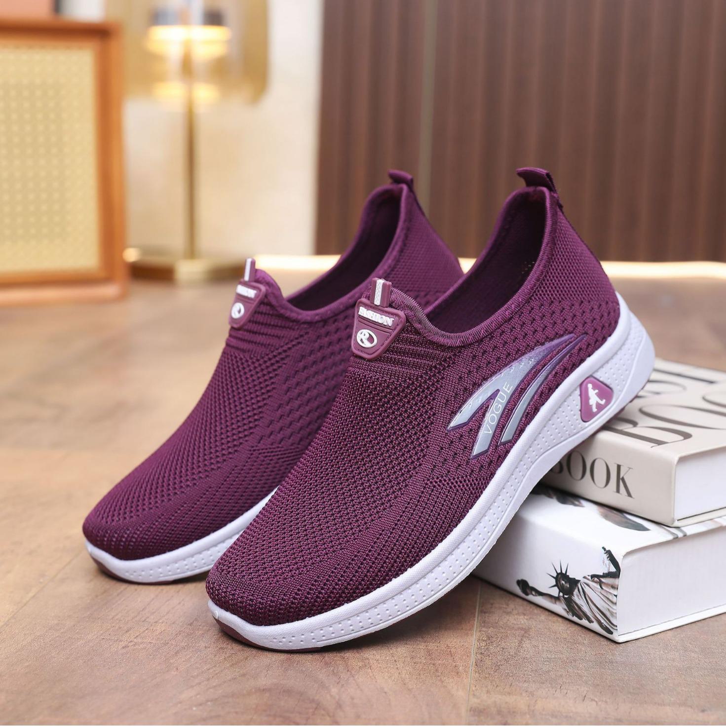 

Женские повседневные туфли с мягкой нескользящей подошвой и плетеным верхом, вдохновленные стилем старого Пекина slip-on, 36 глубокий/фиолетовый