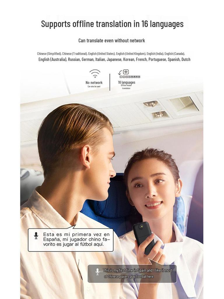 T10 Smart Translator: Supports Offline Translation In 14 Countries, 138 Languages, with WIFI, Photo, and Voice Recording Features.