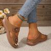 Fashion Ladies Shoes 2024 Hot Sale Open Toe Women's Slippers Summer Rome Hollow Solid Outdoor Casual Beach Wedge Slippers Zapatos Mujer