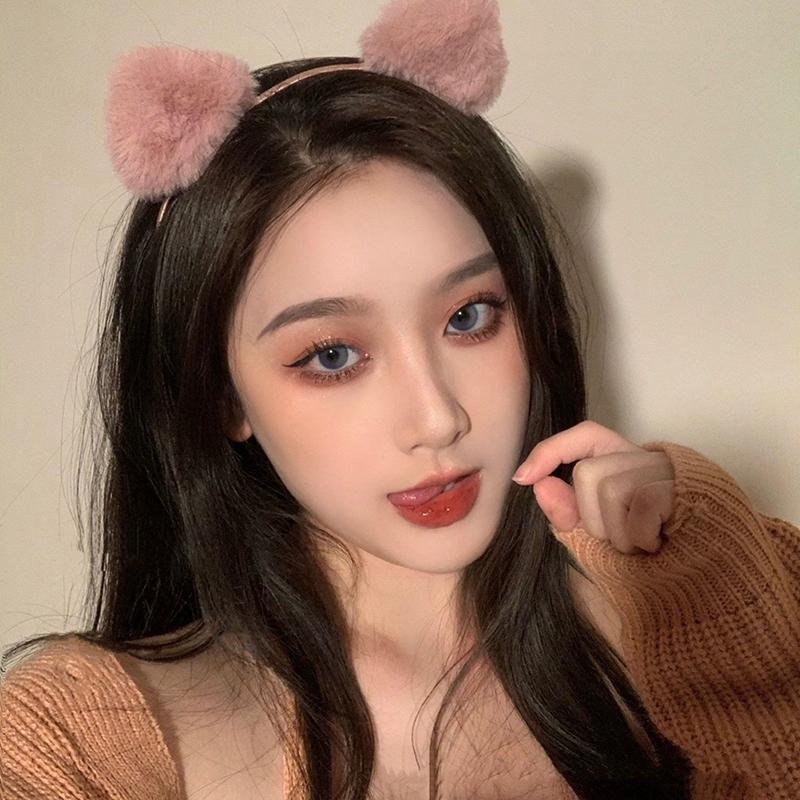 Fascia con Orecchie da Gatto per Donna Cartone Animato Peluche Fascia per Capelli Anime Cosplay Viso Carino Cerchietto per Capelli Copricapo Ragazze Accessori per Capelli