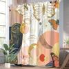 Eleganter Abstraktes Gesicht & Schmetterling Druck Wasserdichter Duschvorhang, Gold & Pastell Design High-End Toilettenabtrennungsvorhang