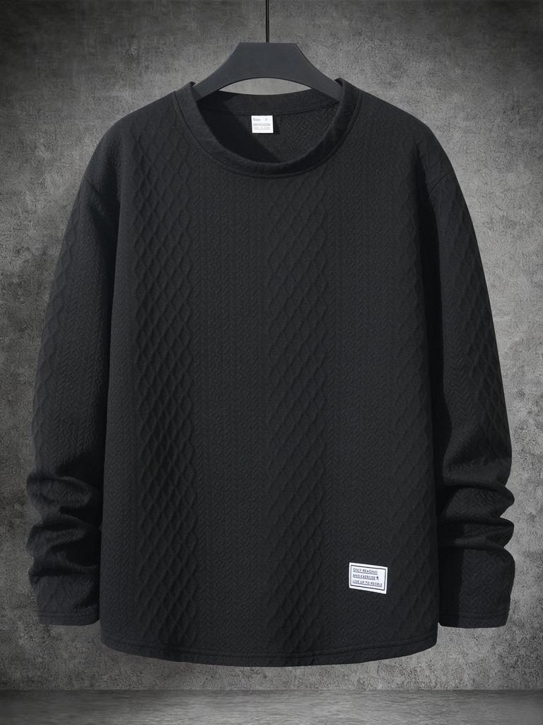 2025 Autumn/Winter Striped Round Neck Solid Color Casual Pullover Long Sleeve Hoodie Sweater