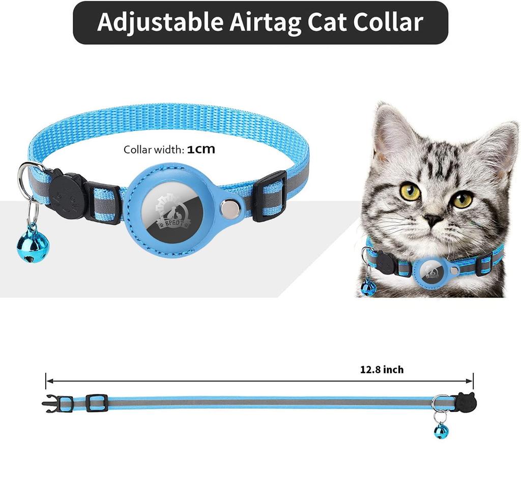 Katzenhalsband mit Schutzhülle für Airtag Anti Lost Locator Tracker Hundezubehör Reflektierende Haustierhalsbänder