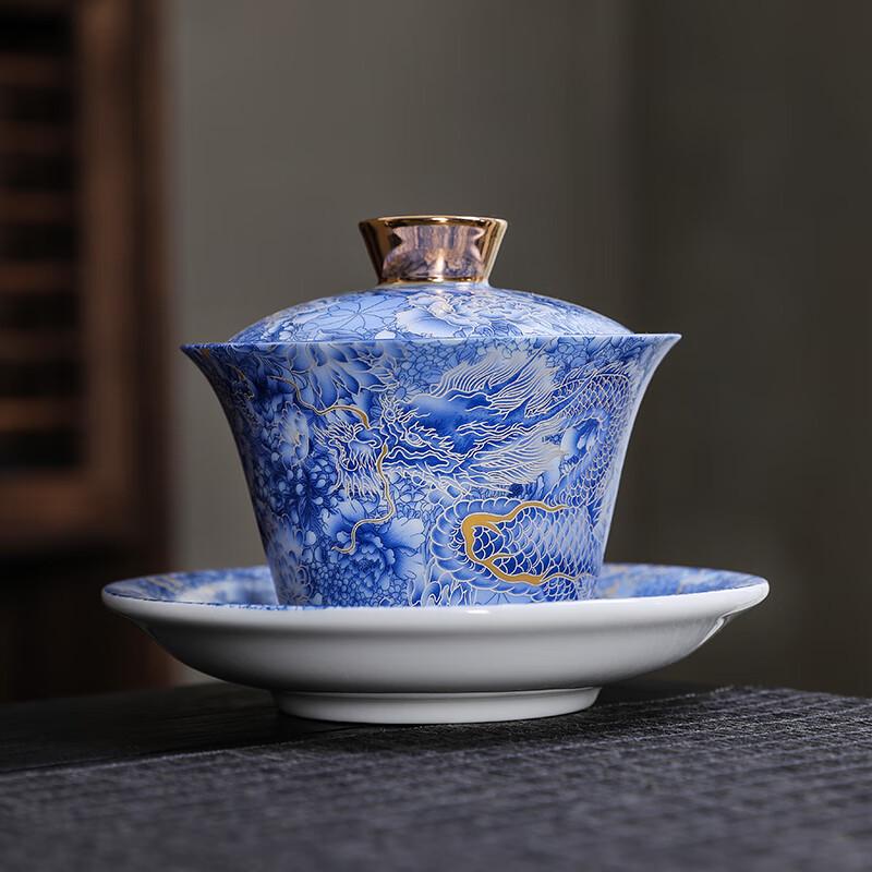 Simei Hall White Porcelain Dragon Gaiwan Tea Bowl
