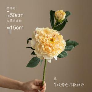 Retro home living room decoration flower arrangement oil painting peony simulation fake flower