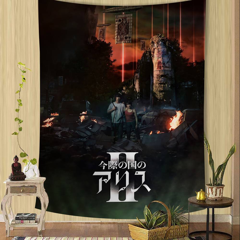 

Hot TV Alice In Borderland Printed Large Wall Tapestry Cheap Hippie Wall Hanging Bohemian Wall Tapestries Mandala Home Decor 74x94cm(29x37in)