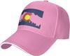 Colorado Flag Mountain Outline Baseball Cap Polyester Casual Adjustable Sun Protection Baseball Hat