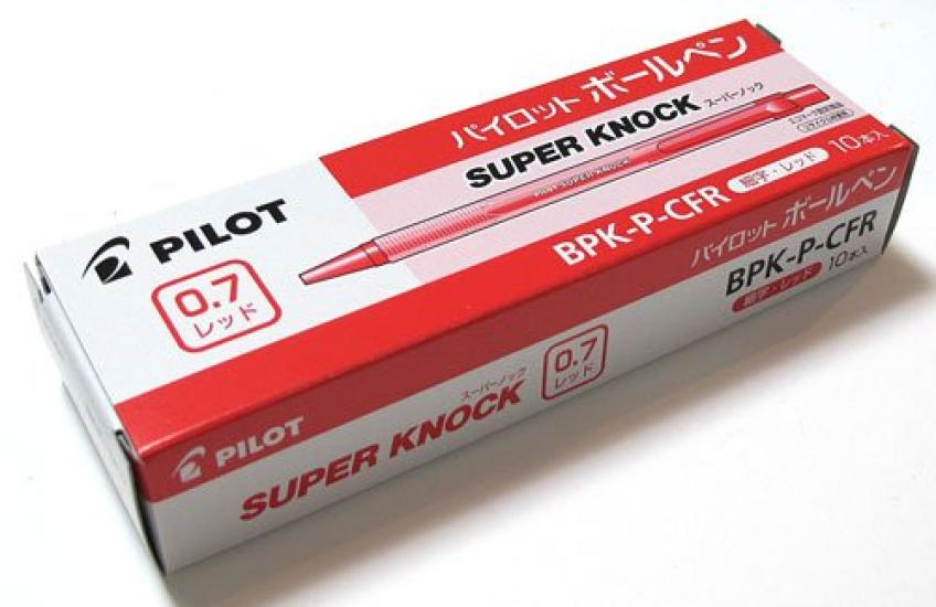 Pilot Super Knock Clear Red Ballpoint Red Ink X 10 Oil-Based Pen, BPK-P-CFR