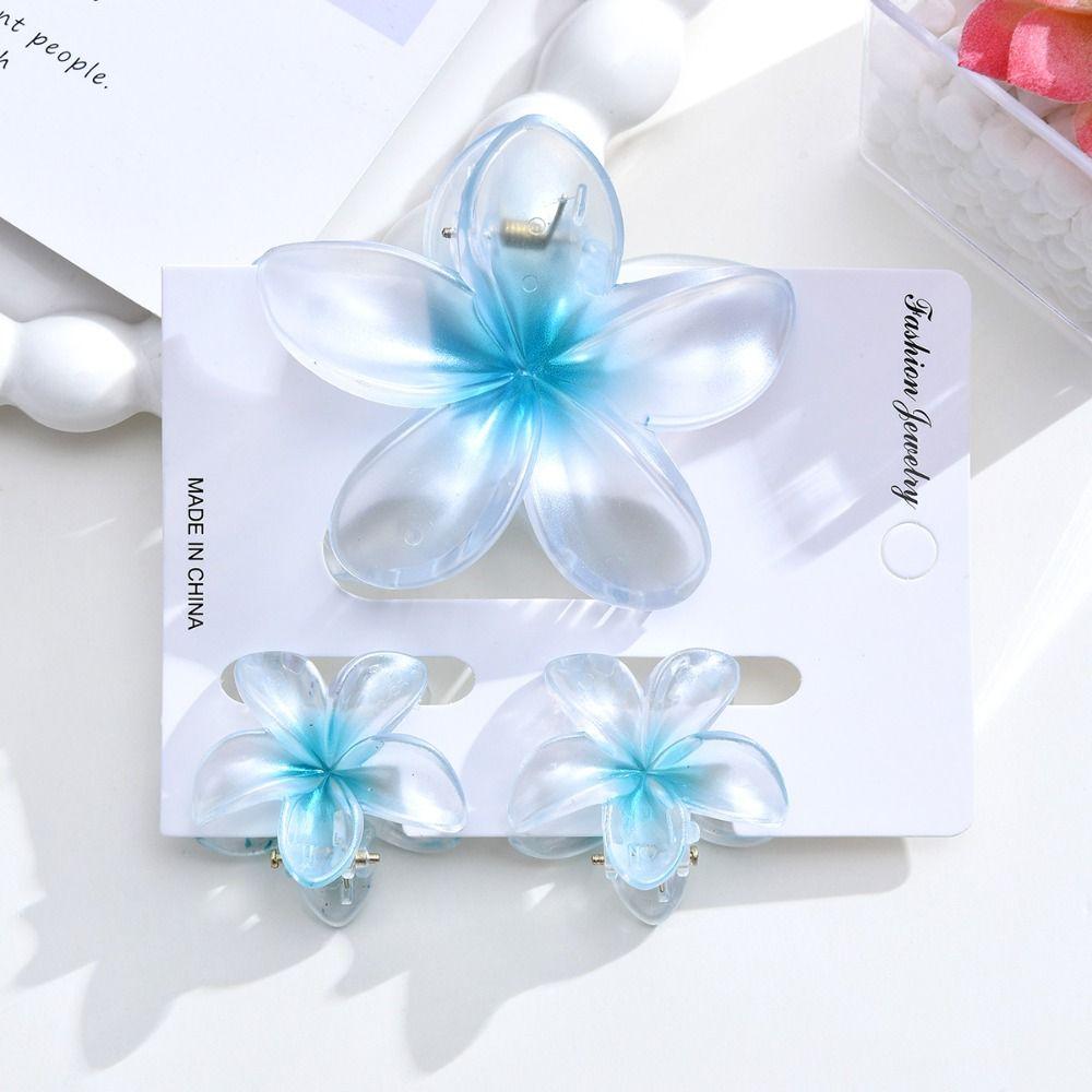 3Pcs/Set Hair Accessories Ponytail Clip Gradient Hairpin Plumeria Hawaiian Headwear Beach