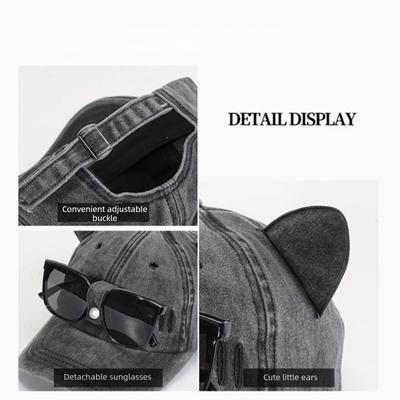 Trend Cute Cat Ears Baseball Cap Casual Adjustable Duck Tongue Hat Sunshade Breathable Sun Hats Outdoor