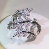 Sterling copper Three Leaf Zircon Ring Intertwined Surround Jewelry Suitable For Birthday Gifts For Women's Parties