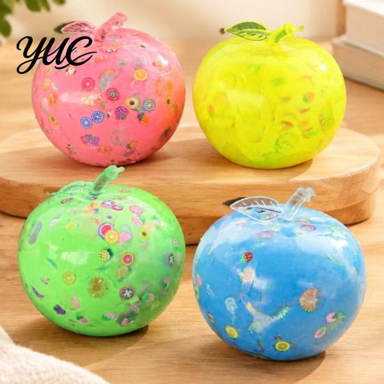 Decompression Toys for Relaxation Apple Squishy Toy, Fruit Squeeze Fidget Toy with Confetti, Soft Portable Anxiety Relief Stress Adults, Desktop