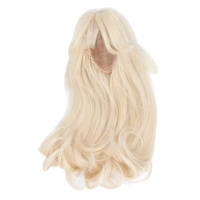 Cabeza de Muñeca de Juguete Peluca Tela de Malla Flequillo Recto Pelo Largo Falso para Modelado de Muñeca de Simulación DIY Color Dorado