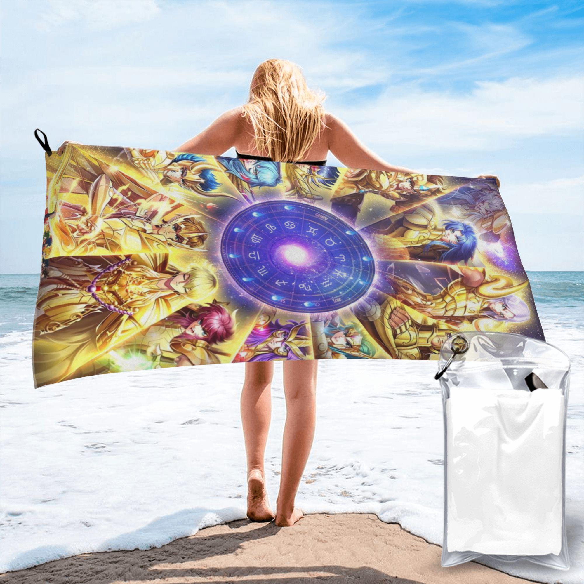

Knights Of The Zodiac Beach Towel Soft Microfiber Quick Dry Absorbent Quick Towels For Bath W30*H60(CM)