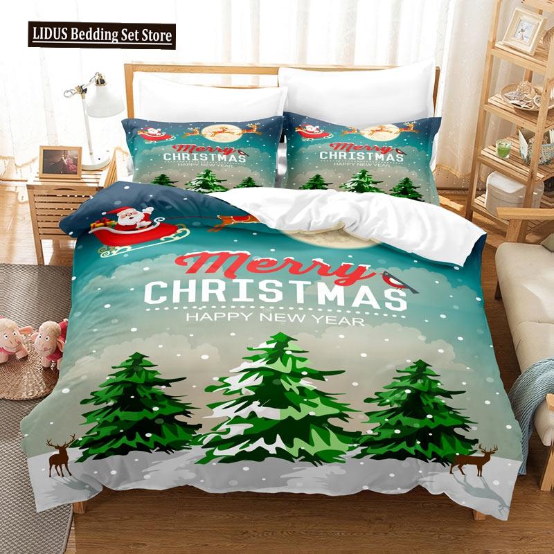 Christmas Duvet Cover Set Candle Pine Cones Gift Festival Celebrated Merry Christmas King Queen For Teens Polyester Bedding Set