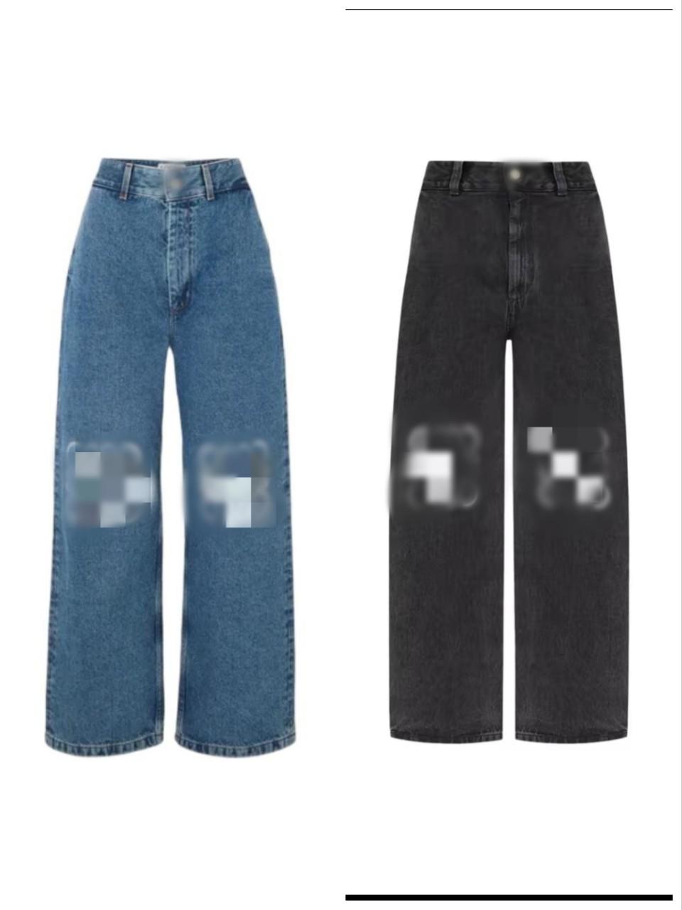 

European & American Style Logo Embroidery Wide Leg Straight Jeans S чёрный