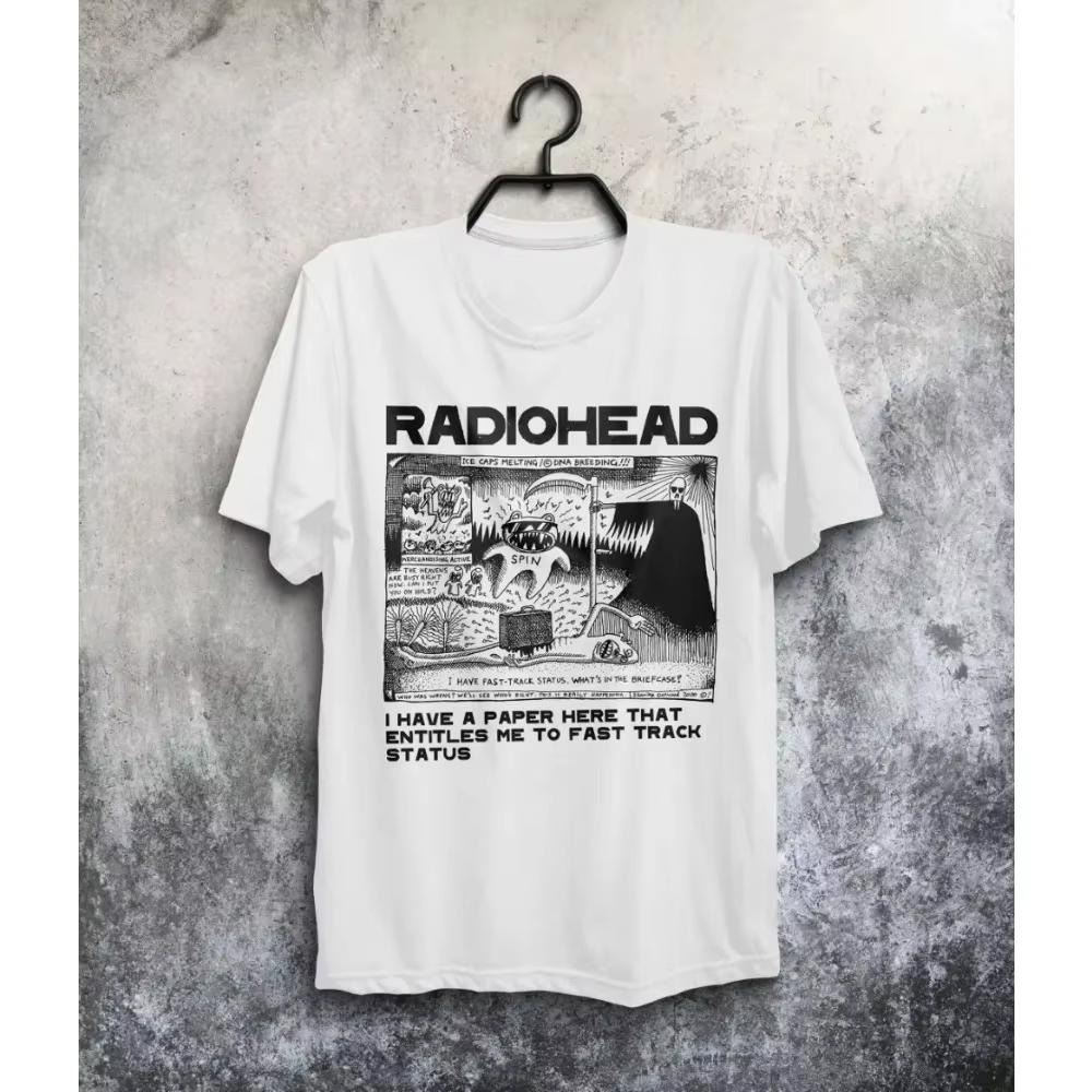 Radiohead Hip Hop Rock Band Street Fashion Classic Casual Crew Neck Oversized Pure Cotton Unisex Women And Men T-Shirt